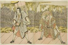 The Actors Ichikawa Danzo IV as Arakawa Taro Takesada Disguised as the Palanquin Bearer..., c. 1782. Creator: Shunsho