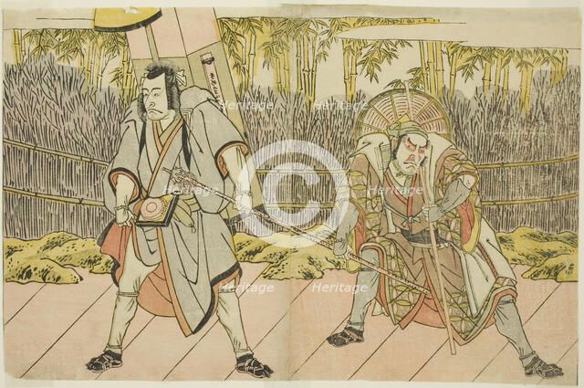 The Actors Ichikawa Danzo IV as Arakawa Taro Takesada Disguised as the Palanquin Bearer..., c. 1782. Creator: Shunsho.