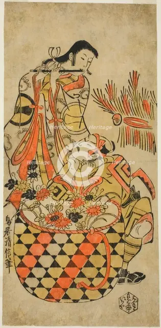 The Actors Ichikawa Danjuro II and Ichikawa Monnosuke I, c. 1720. Creator: Torii Kiyonobu I.
