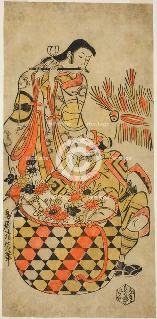 The Actors Ichikawa Danjuro II and Ichikawa Monnosuke I, c. 1720. Creator: Torii Kiyonobu I.