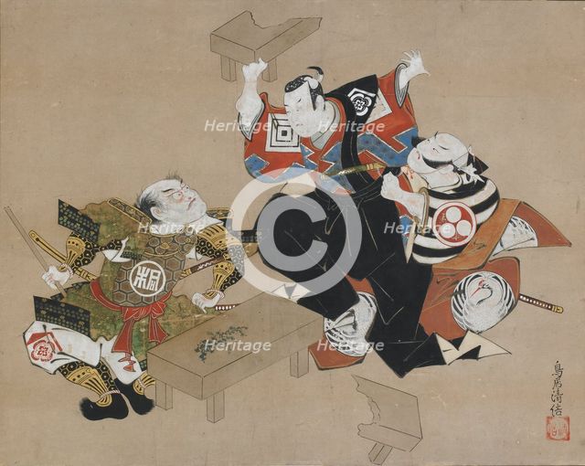 The Actors Ichikawa Danjuro II as Soga no Goro and Ogawa Zengoro as Kudo Suketsune, ca. 1715. Creator: Torii Kiyonobu I.