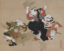 The Actors Ichikawa Danjuro II as Soga no Goro and Ogawa Zengoro as Kudo Suketsune, ca. 1715. Creator: Torii Kiyonobu I