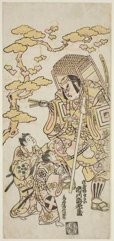 The Actors Ichikawa Ebizo II as Musashibo Benkei, Sakata Shintaro (?) as Soga no Goro, and..., 1744. Creator: Torii Kiyonobu II