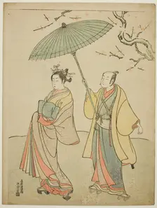 The Actors Ichikawa Komazo I (L) and Nakamura Matsue I (R), c. 1770. Creator: Torii Kiyomitsu