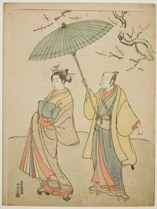 The Actors Ichikawa Komazo I (L) and Nakamura Matsue I (R), c. 1770. Creator: Torii Kiyomitsu