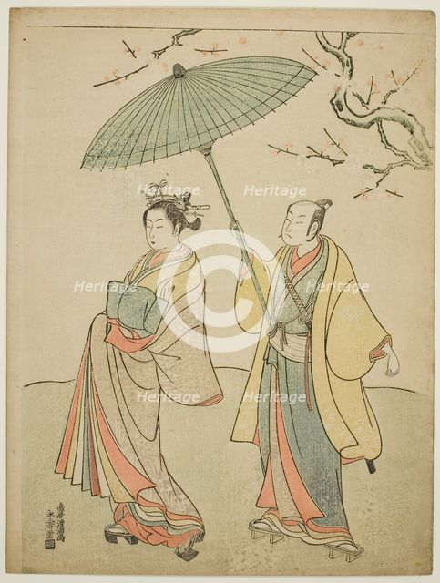The Actors Ichikawa Komazo I (L) and Nakamura Matsue I (R), c. 1770. Creator: Torii Kiyomitsu.