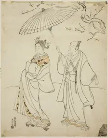 The Actors Ichikawa Komazo I (L) and Nakamura Matsue I (R), c. 1770. Creator: Torii Kiyomitsu
