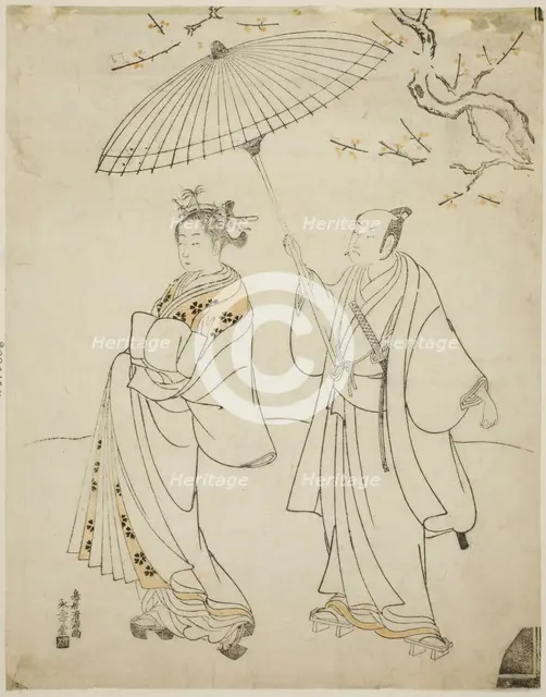The Actors Ichikawa Komazo I (L) and Nakamura Matsue I (R), c. 1770. Creator: Torii Kiyomitsu.