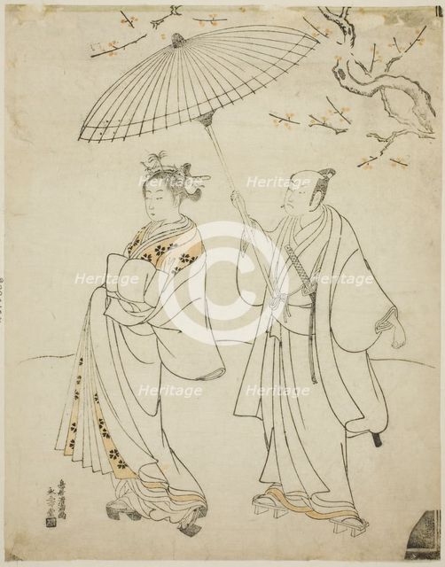 The Actors Ichikawa Komazo I (L) and Nakamura Matsue I (R), c. 1770. Creator: Torii Kiyomitsu.