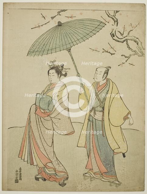 The Actors Ichikawa Komazo I (L) and Nakamura Matsue I (R), c. 1770. Creator: Torii Kiyomitsu.