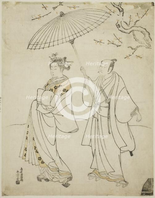 The Actors Ichikawa Komazo I (L) and Nakamura Matsue I (R), c. 1770. Creator: Torii Kiyomitsu.