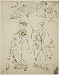 The Actors Ichikawa Komazo I (L) and Nakamura Matsue I (R), c. 1770. Creator: Torii Kiyomitsu