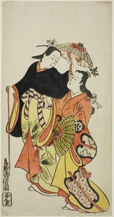 The Actors Ichikawa Monnosuke I and Dekijima Daisuke II, c. 1728. Creator: Torii Kiyonobu II