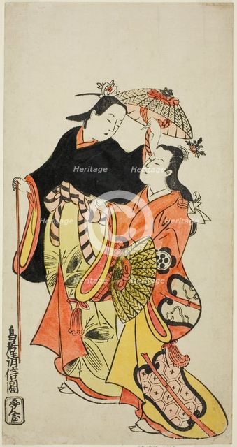 The Actors Ichikawa Monnosuke I and Dekijima Daisuke II, c. 1728. Creator: Torii Kiyonobu II.