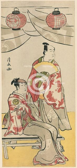 The Actors Ichikawa Monnosuke II and Segawa Kikunojo III, from a pentaptych of eleven acto..., 1788. Creator: Torii Kiyonaga.