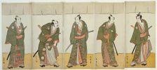 The Actors Ichikawa Monnosuke II as Karigane Bunshichi, Bando Mitsugoro I as An no,..., c. 1780. Creator: Shunsho
