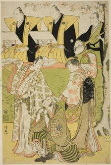 The Actors Ichikawa Monnosuke II as Munesada, Segawa Kikunojo III as the courtesan Sumizom..., 1784. Creator: Torii Kiyonaga