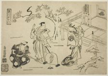 The Actors Ichimura Tamagashiwa I as Iwaki Hime, Murayama Heiemon III as Katsuta Jiro, and..., 1716. Creator: Torii Kiyomasu I