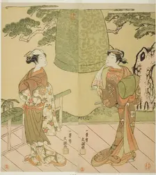 The Actors Ichimura Uzaemon IX as Shume no Hangan Morihisa (right), and Sanogawa..., c1769. Creator: Ippitsusai Buncho
