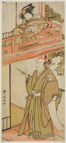 The Actors Iwai Hanshiro IV as Okaru and Onoe Kikugoro I (?) as Yuranosuke, late 18th century. Creator: Katsukawa Shunko