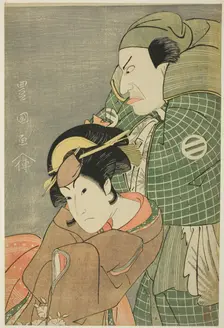 The actors Kataoka Nizaemon VII as Iyo no Taro and Iwai Hanshiro IV as Kojoro-gitsune of O..., 1796. Creator: Utagawa Toyokuni I