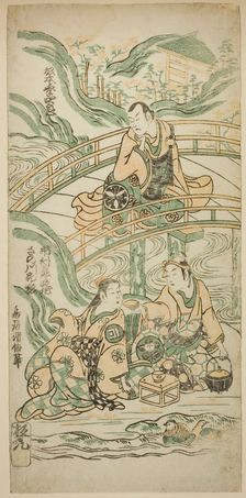 The Actors Matsumoto Koshiro II as Kumasaka Chohan, Ichimura Kamezo I as Ise no Saburo, an..., 1749. Creator: Torii Kiyonobu II