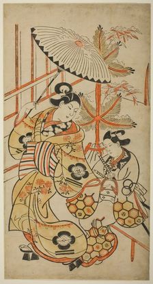 The Actors Matsumoto Hyozo as a courtesan and Nakagawa Hanzaburo as a young man, c. 1700. Creator: Torii Kiyonobu I