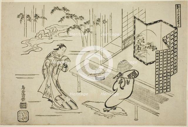 The Actors Nakamura Takesaburo I as Kewaizaka no Shosho and Ichikawa Danjuro II as Soga no..., 1715. Creator: Torii Kiyomasu I.