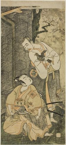 The Actors Nakamura Utaemon I as Seigen (right), and Ichikawa Komazo II as Shimizu ..., c. 1769. Creator: Ippitsusai Buncho