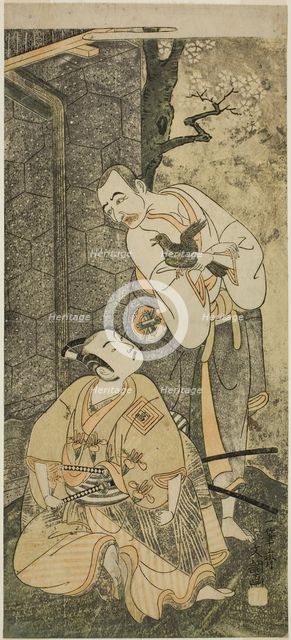 The Actors Nakamura Utaemon I as Seigen (right), and Ichikawa Komazo II as Shimizu ..., c. 1769. Creator: Ippitsusai Buncho.