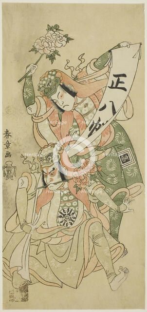 The Actors Nakamura Nakazo I and Ichikawa Komazo I in the dance scene "Shakkyo” ("The..., c. 1768. Creator: Shunsho.