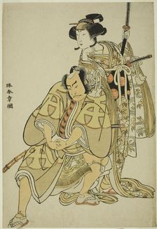 The Actors Nakamura Nakazo I as Hata Rokurozaemon Disguised as the Samurai's Manservant..., c. 1776. Creator: Shunsho