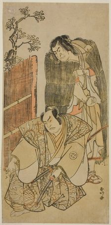 The Actors Nakamura Nakazo I as Kagekiyo Dressed as a Beggar (right), and Otani Hiroji, c. 1783. Creator: Katsukawa Shunko