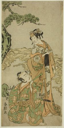 The Actors Nakamura Nakazo I as Matsukaze (right), and Ichikawa Komazo I as..., c. 1771. Creator: Katsukawa Shuncho