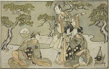The Actors Nakamura Nakazo I as Matsukaze (right), Ichikawa Komazo II as Ariwara no Yuk..., c. 1772. Creator: Shunsho