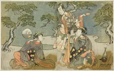 The Actors Nakamura Nakazo I as Matsukaze (right), Ichikawa Komazo II as Ariwara no Yuk..., c. 1772. Creator: Shunsho