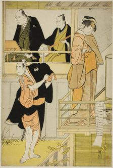 The Actors Nakamura Riko I as Tanbaya Otsuma and Ichikawa Yaozo III as Furuteya Hachirobei..., 1785. Creator: Torii Kiyonaga