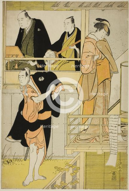The Actors Nakamura Riko I as Tanbaya Otsuma and Ichikawa Yaozo III as Furuteya Hachirobei..., 1785. Creator: Torii Kiyonaga.