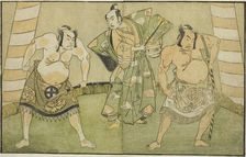 The Actors Nakamura Sukegoro II as Matano no Goro (right), Onoe Kikugoro I as Soga no..., c. 1772. Creator: Shunsho
