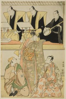 The Actors Nakayama Kojuro VI (Nakamura Nakazo I) as Chidori, Sawamura Sojuro III as Shige..., 1785. Creator: Torii Kiyonaga