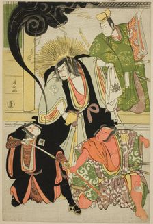 The Actors Nakayama Kojuro VI (Nakamura Nakazo I) as Hatchotsubute no Kiheiji, Otani Hiroj..., 1785. Creator: Torii Kiyonaga