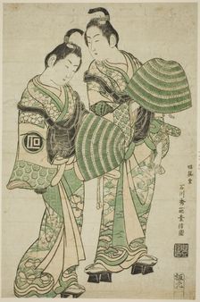 The Actors Onoe Kikugoro I and Sanogawa Ichimatsu I dressed as mendicant monks..., c. 1749. Creator: Ishikawa Toyonobu