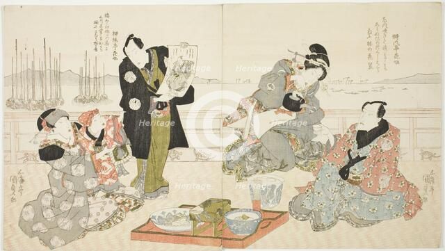 The actors Onoe Kikugoro III, Onoe Matsutake III, and Iwai Kumesaburo II, c. 1825. Creator: Utagawa Kunisada.