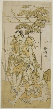 The Actors Otani Hiroji III as Onio Shinzaemon (right), and Nakamura Sukegoro II as..., c. 1775. Creator: Katsukawa Shunko