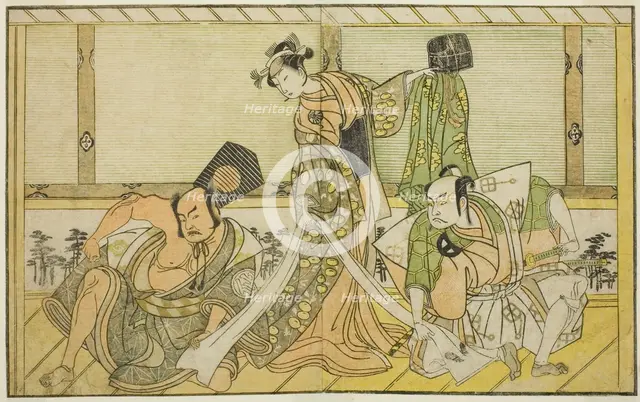 The Actors Otani Hiroji III as Kawazu no Saburo (right), Segawa Kikunojo II as Princess..., c. 1772. Creator: Shunsho.