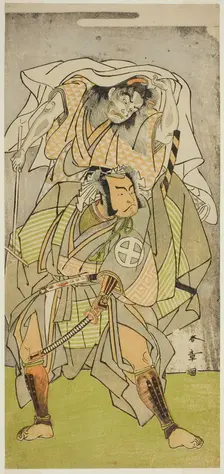 The Actors Otani Hiroji III as Koga Saburo, and Ichimura Uzaemon IX as the Devil of Kog..., c. 1771. Creator: Shunsho