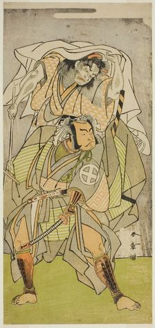 The Actors Otani Hiroji III as Koga Saburo, and Ichimura Uzaemon IX as the Devil of Kog..., c. 1771. Creator: Shunsho