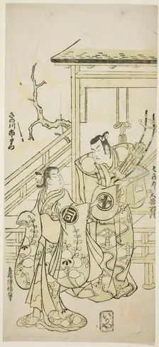The Actors Otani Oniji I as Soga no Goro and Sanogawa Ichimatsu I as the sister of Yoshina..., 1746. Creator: Torii Kiyonobu II