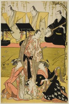 The Actors Sawamura Sojuro III as Soga no Juro, Osagawa Tsuneyo II as Oiso no Tora, Azuma ..., 1784. Creator: Torii Kiyonaga