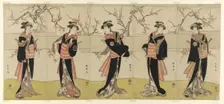 The Actors Segawa Kikunojo III as Karigane Obun, Nakayama Tomisaburo I as An no Oyasu..., c. 1792. Creator: Shunsho